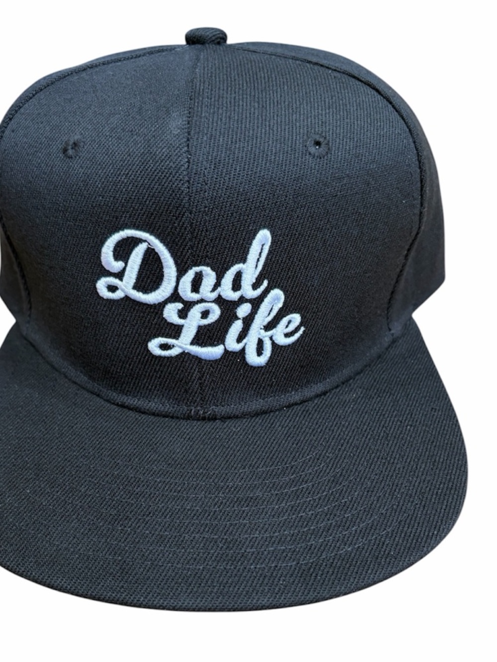 Dad Life Black Snapback Hat with White Embroidered Script Dad hat Dad SnapBack
